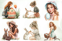 Vintage Easter Pin Up Girl Clipart Bundle - CraftNest - Digital Crafting and Art