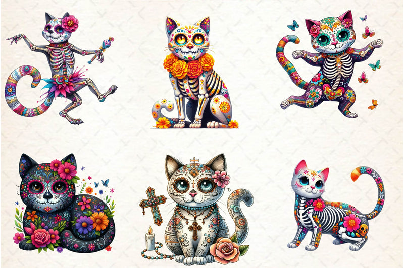 Day Of The Dead Cat Clipart Bundle - CraftNest - Digital Crafting and Art