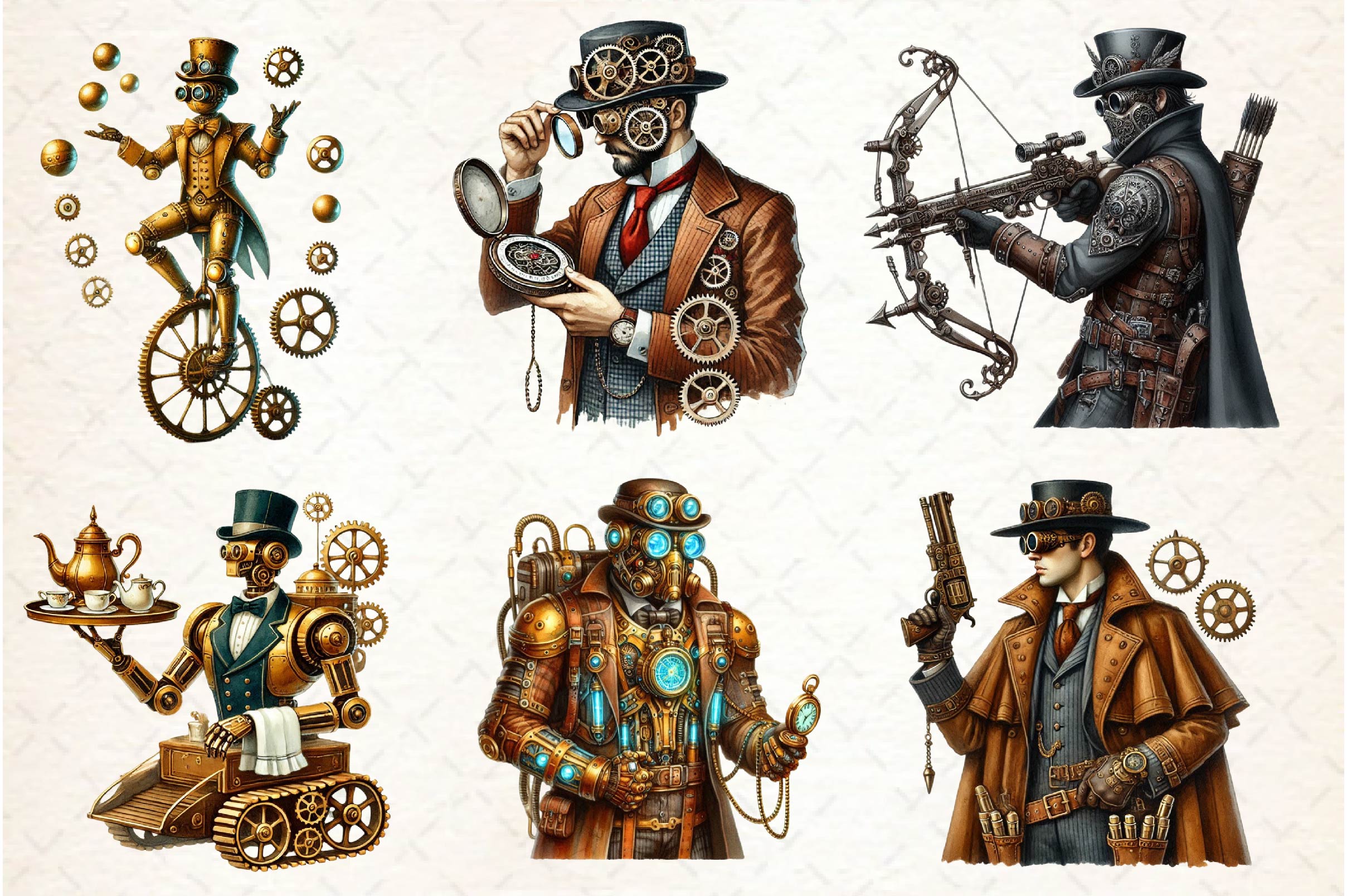 Steampunk Character Clipart Bundle - CraftNest - Digital Crafting and Art
