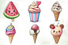 Summer Ice Cream Clipart Bundle 4 - CraftNest - Digital Crafting and Art