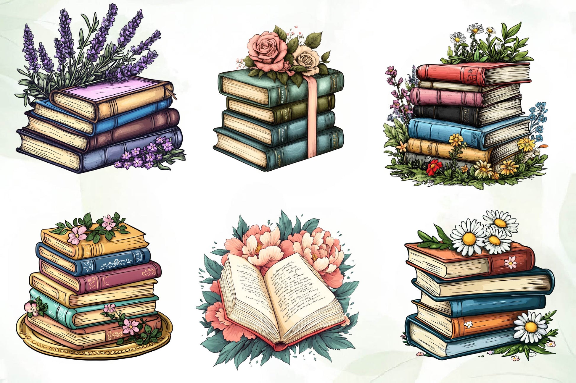 Pretty Books With Flowers Clipart Bundle 1 - CraftNest - Digital Crafting and Art