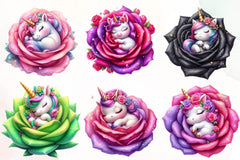 Baby Unicorn In Flowers Clipart Bundle - CraftNest - Digital Crafting and Art