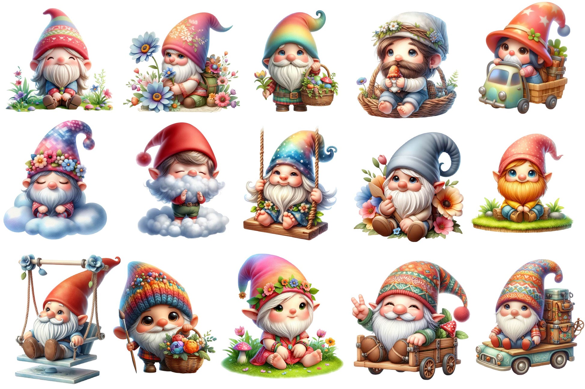 Hippie Gnomes Clipart Bundle - CraftNest - Digital Crafting and Art