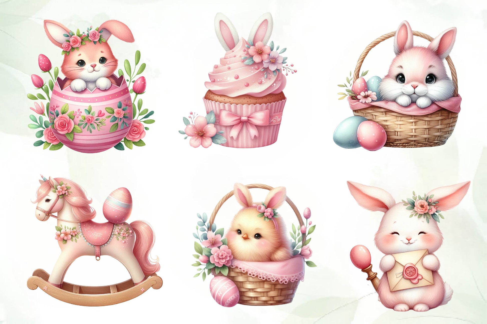 Cute Pink Easter Day Clipart Bundle - CraftNest - Digital Crafting and Art