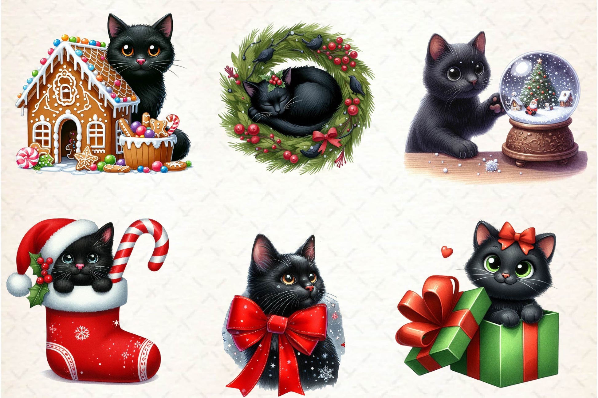 Black Cat Christmas Clipart Bundle - CraftNest - Digital Crafting and Art