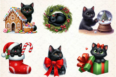 Black Cat Christmas Clipart Bundle - CraftNest - Digital Crafting and Art