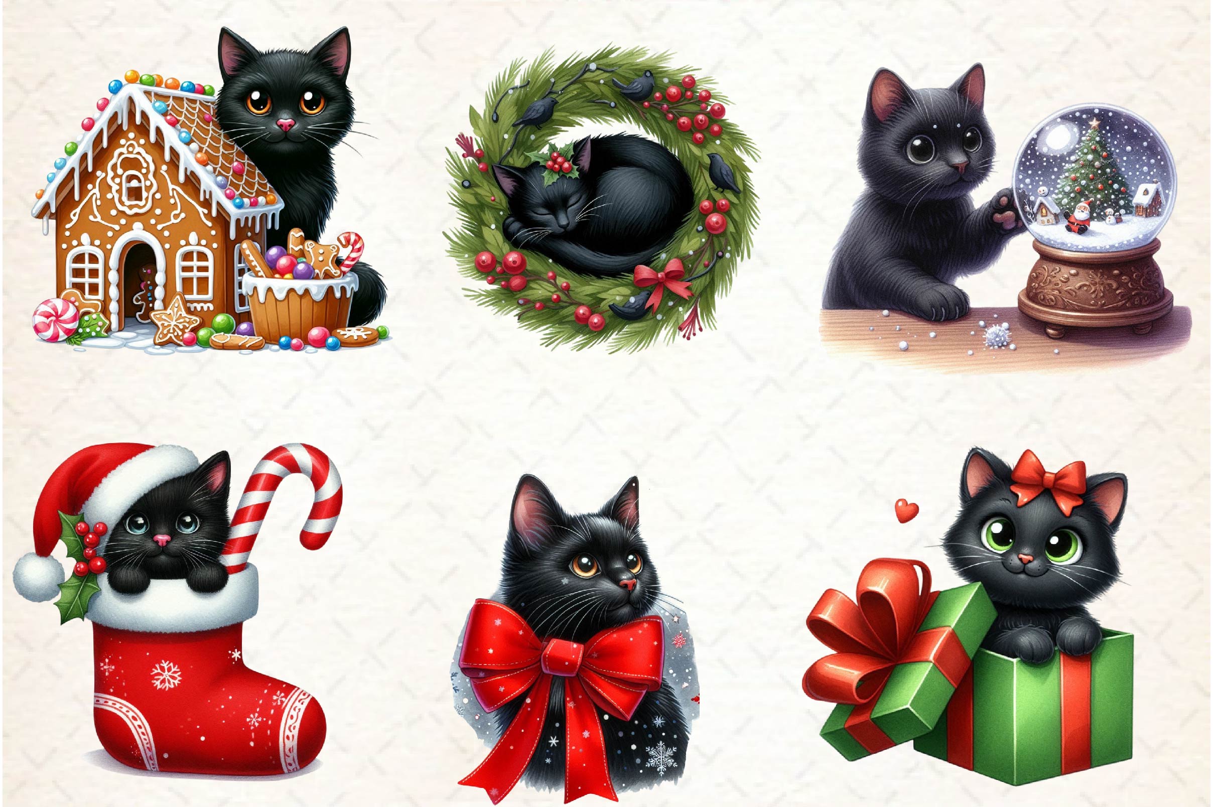 Black Cat Christmas Clipart Bundle - CraftNest - Digital Crafting and Art