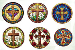 Christian Cross Round Stained Glass Clipart Bundle - CraftNest - Digital Crafting and Art