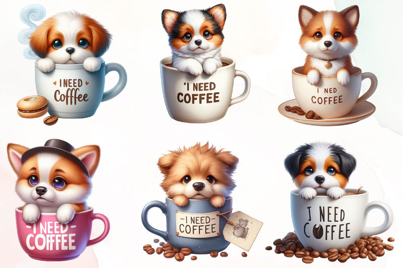 Dog Coffee Need Coffee Clipart Bundle - CraftNest - Digital Crafting and Art