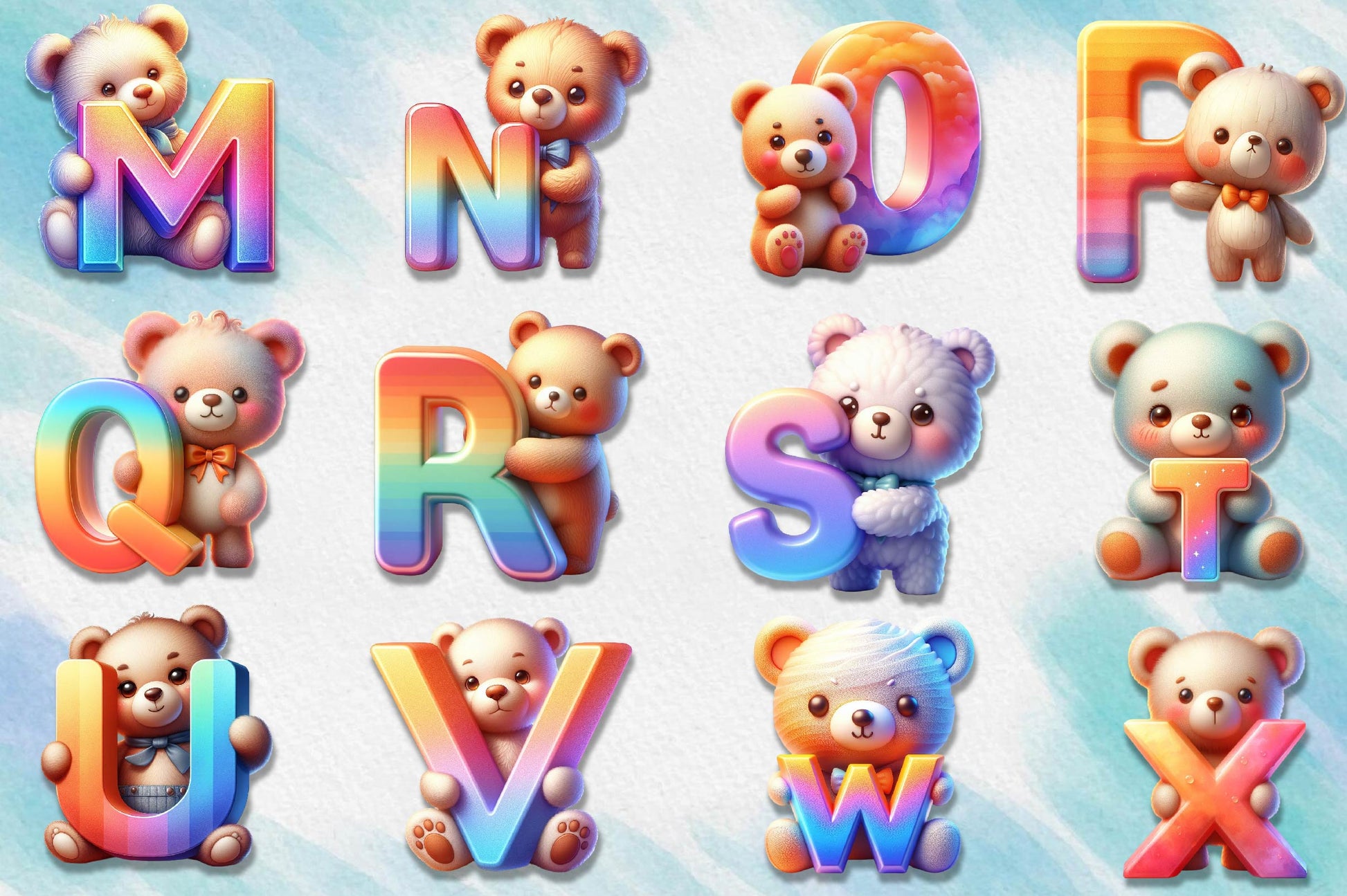 Teddy Bear Alphabet Clipart Bundle - CraftNest - Digital Crafting and Art