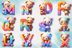 Teddy Bear Alphabet Clipart Bundle - CraftNest - Digital Crafting and Art