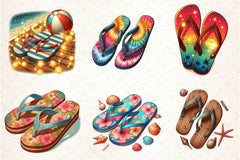 Retro Summer Flip Flops Clipart Bundle - CraftNest - Digital Crafting and Art
