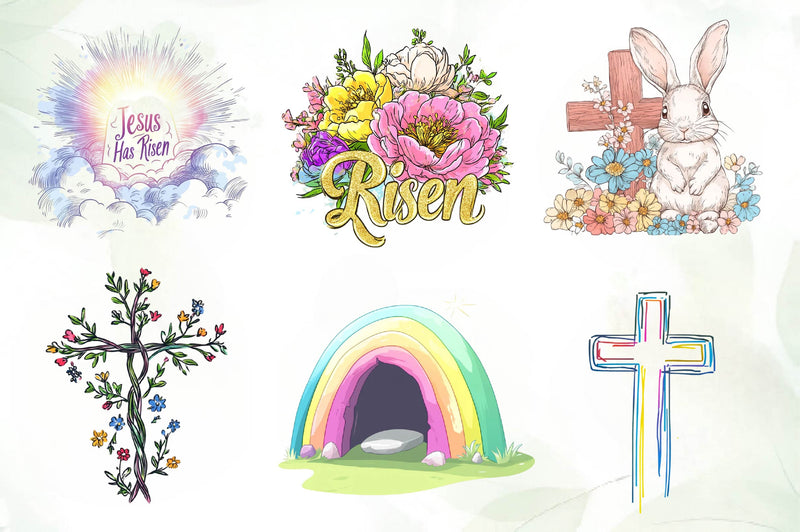 Cute Risen Easter Clipart Bundle - CraftNest - Digital Crafting and Art