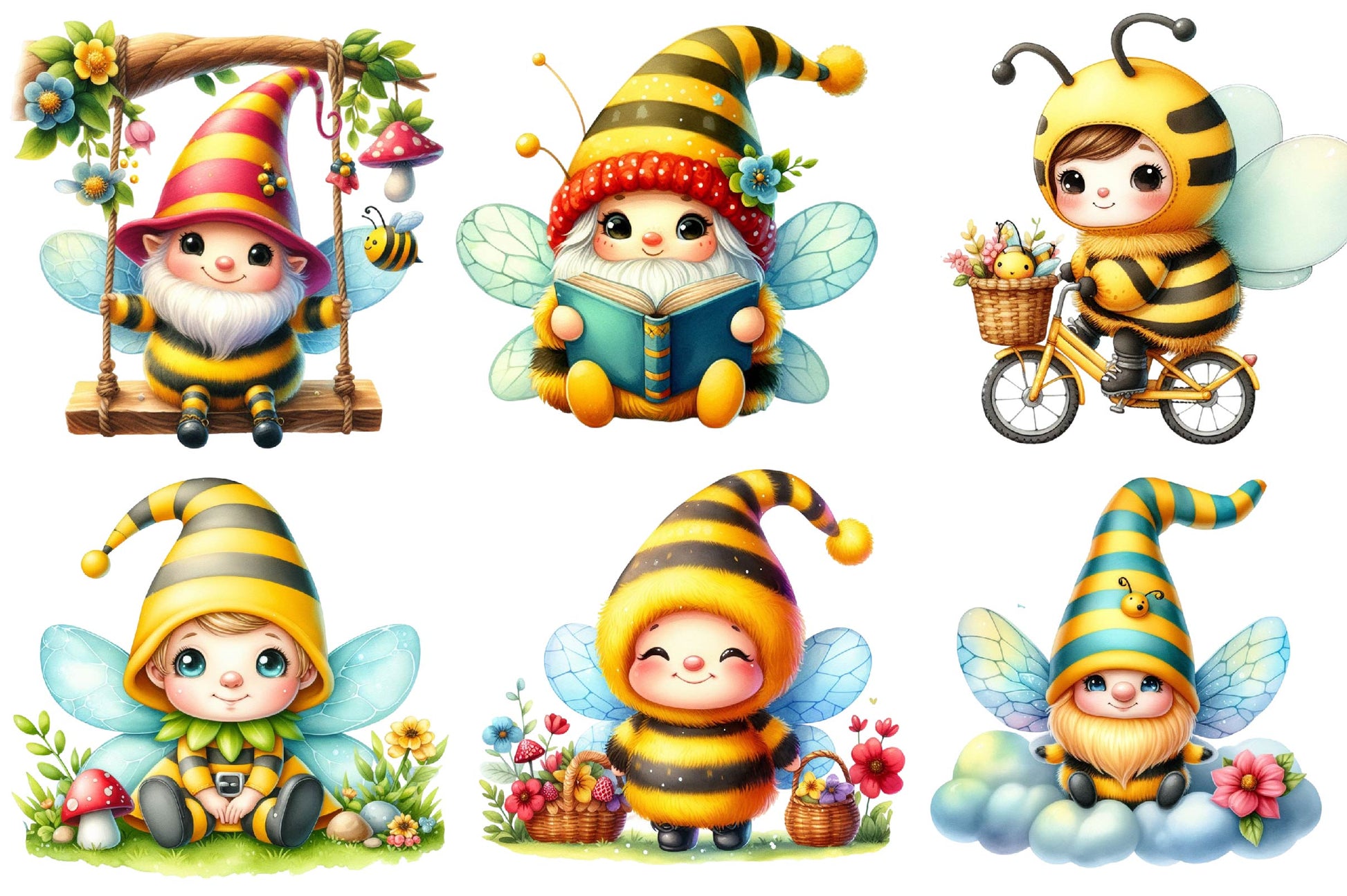 Bee Gnomes Clipart Bundle - CraftNest - Digital Crafting and Art
