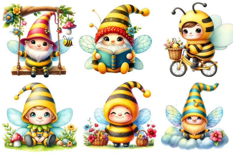 Bee Gnomes Clipart Bundle - CraftNest - Digital Crafting and Art
