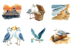 Summer Seagulls Clipart Bundle - CraftNest - Digital Crafting and Art