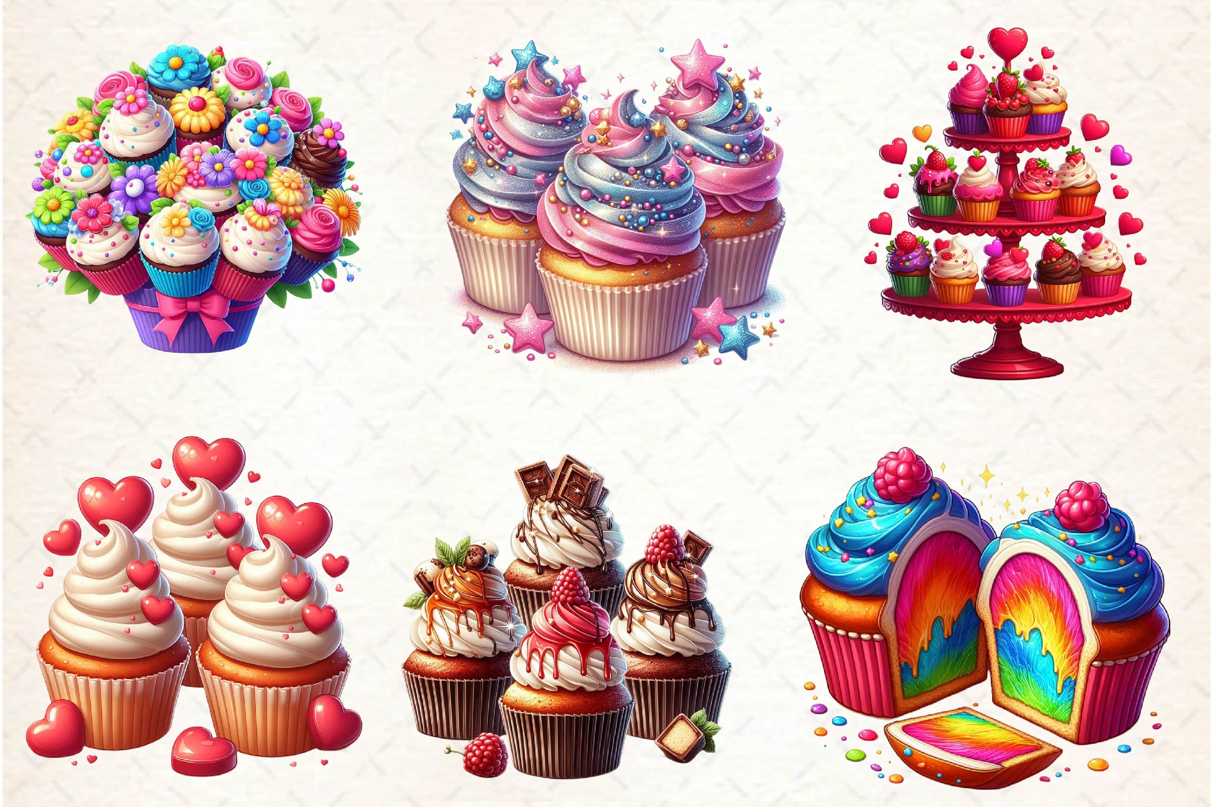Valentine Sweet Cupcake Clipart Bundle - CraftNest - Digital Crafting and Art