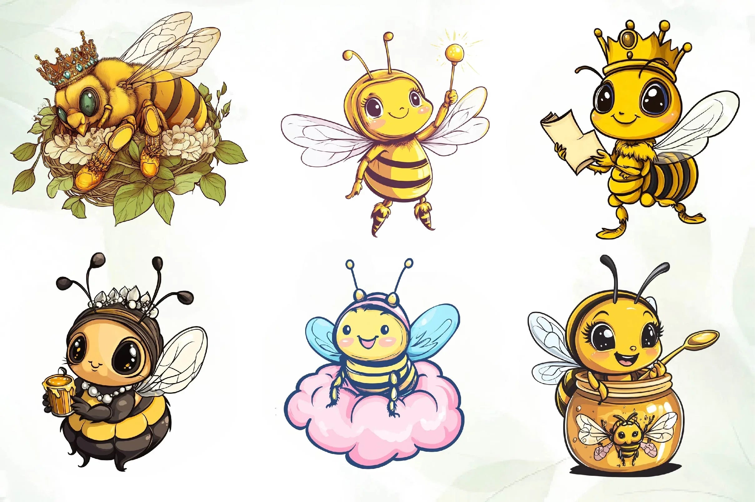 Cute Queen Bee Clipart Bundle - CraftNest - Digital Crafting and Art