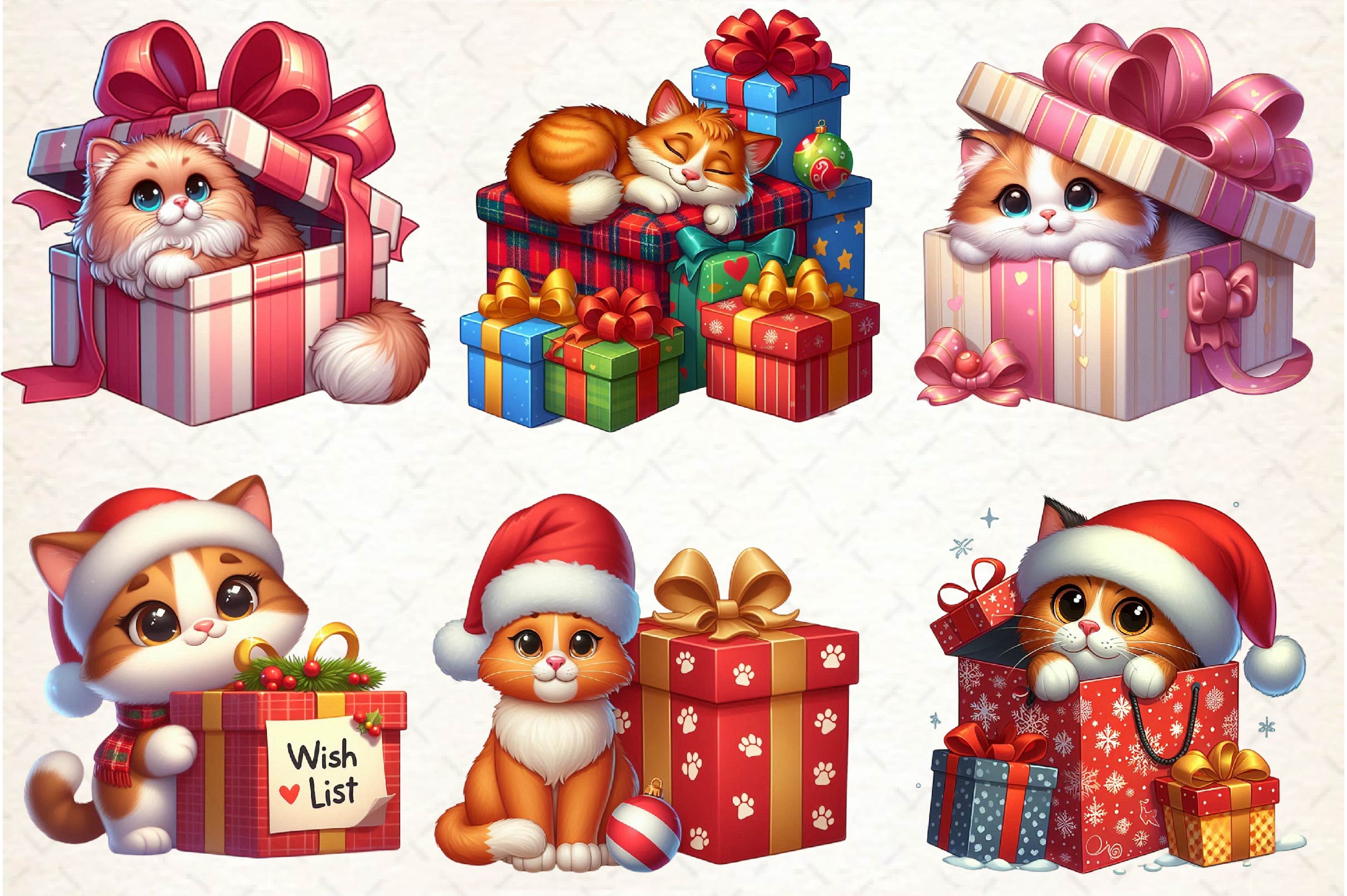 Christmas Cat Gift Box Clipart Bundle - CraftNest - Digital Crafting and Art