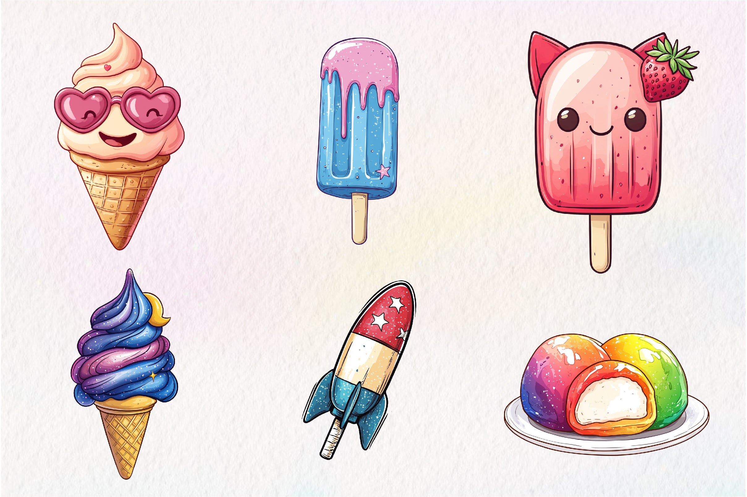 Colorful Summer Ice Cream Clipart Bundle - CraftNest - Digital Crafting and Art