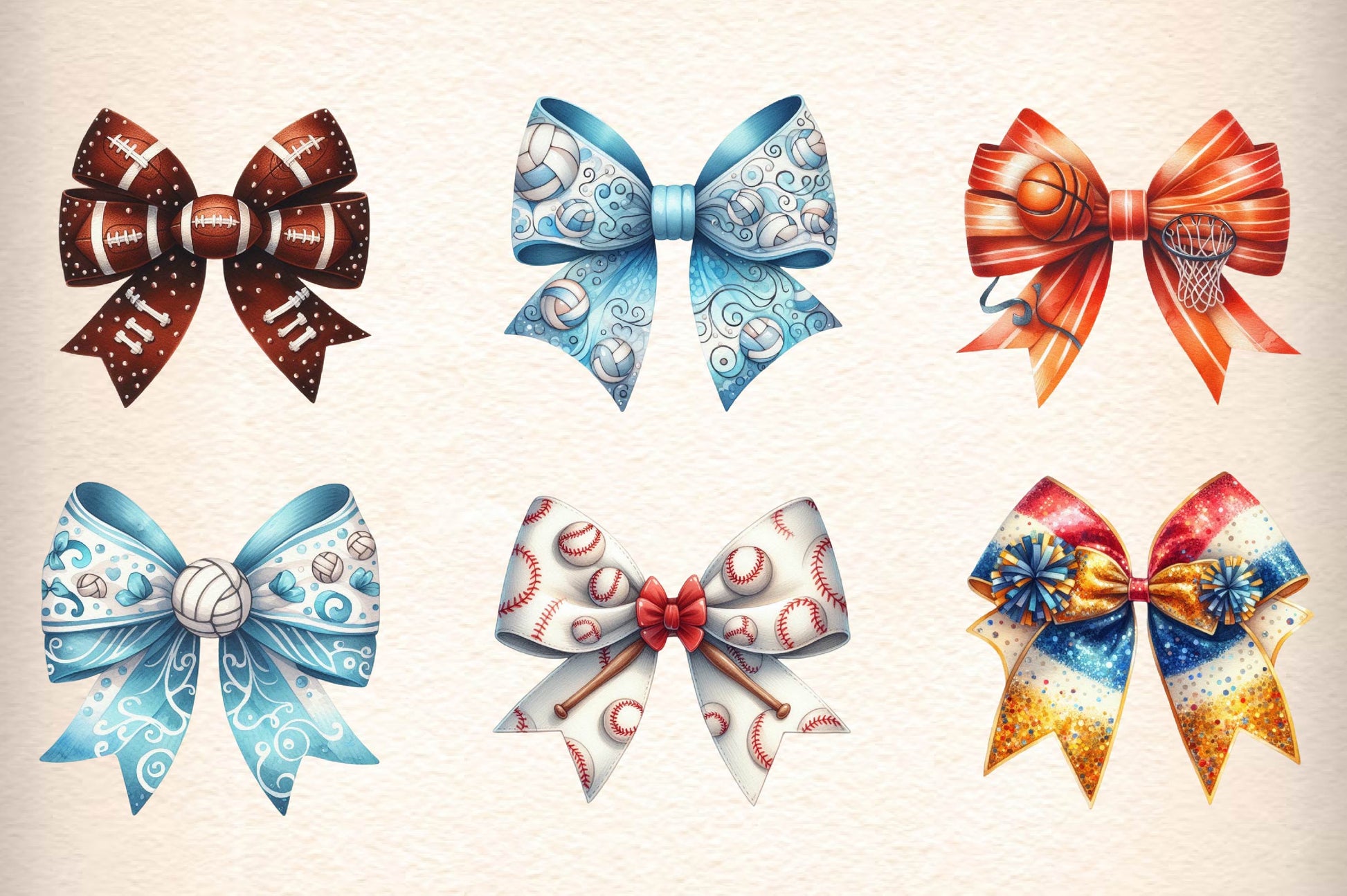 Sports Coquette Bow Sport Bows Clipart Bundle 1 - CraftNest - Digital Crafting and Art
