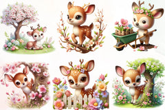 Cute Spring Deer Clipart Bundle - CraftNest - Digital Crafting and Art