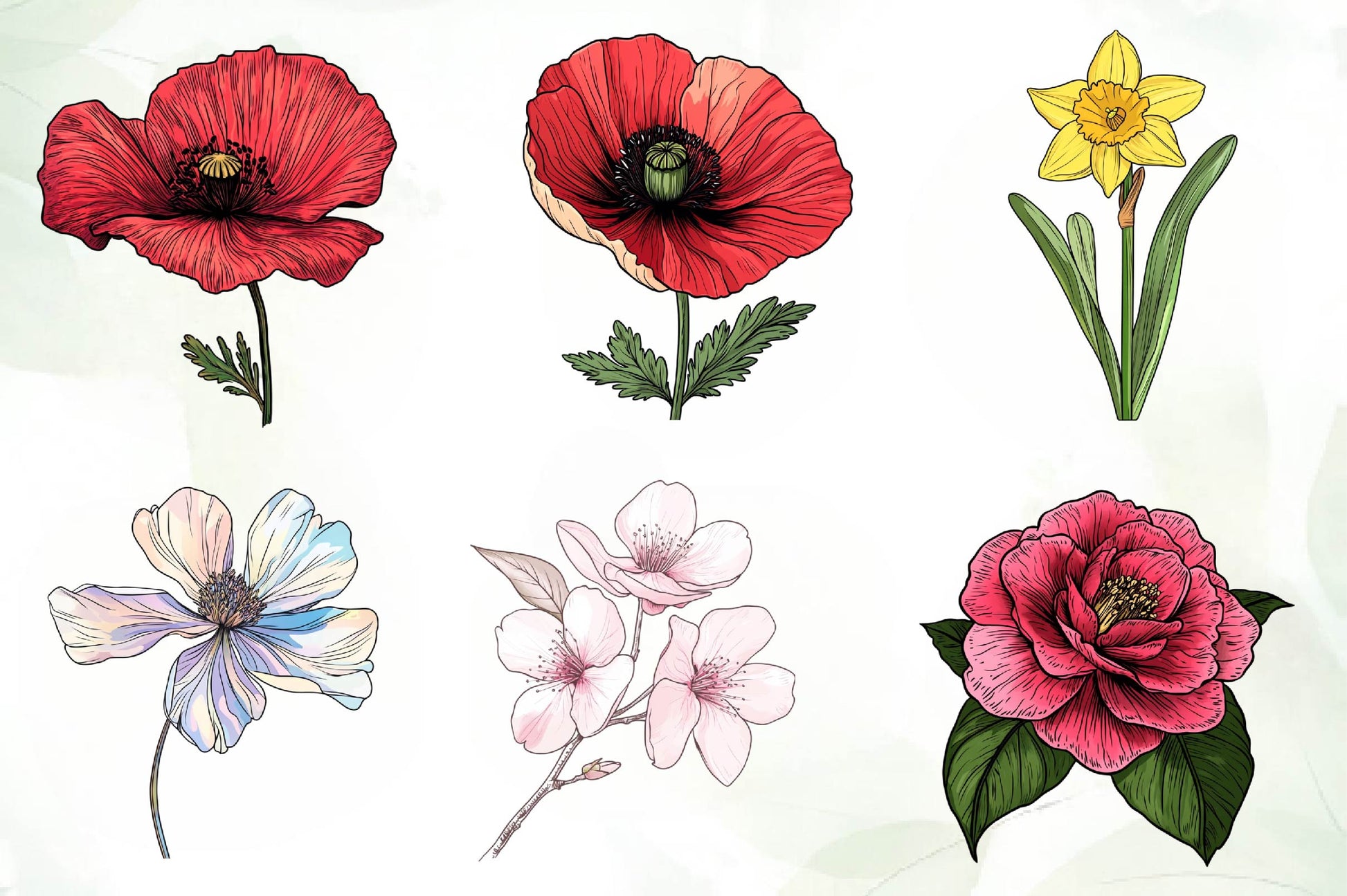 Vintage Single Flowers Clipart Bundle - CraftNest - Digital Crafting and Art