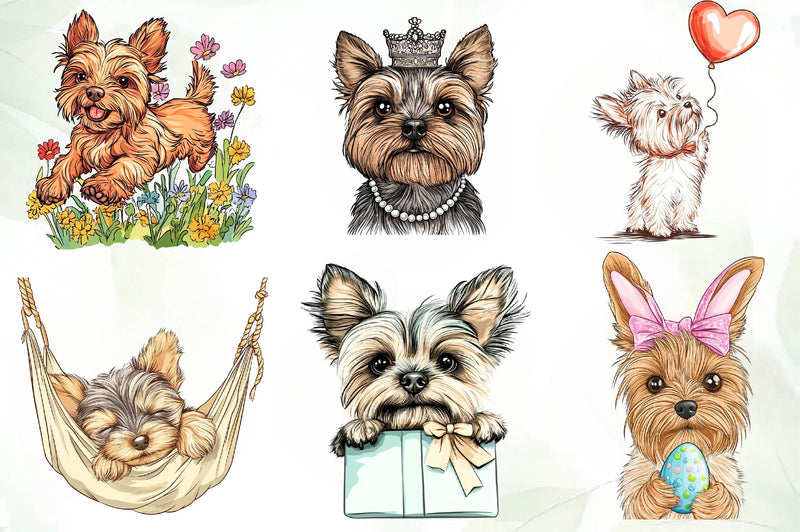 Cute Yorkshire Terrier Clipart Bundle - CraftNest - Digital Crafting and Art