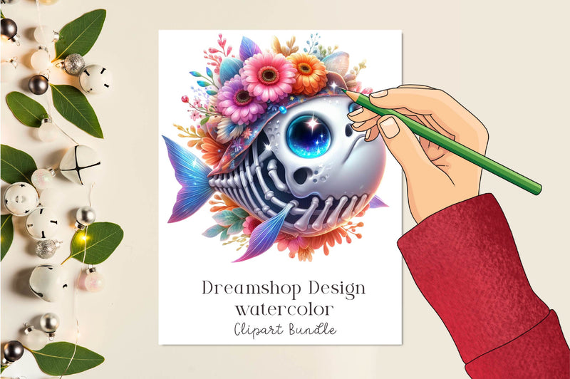 Funny Fish Skeleton Clipart Bundle - CraftNest - Digital Crafting and Art