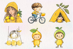 Lemon Kid Clipart Bundle - CraftNest - Digital Crafting and Art