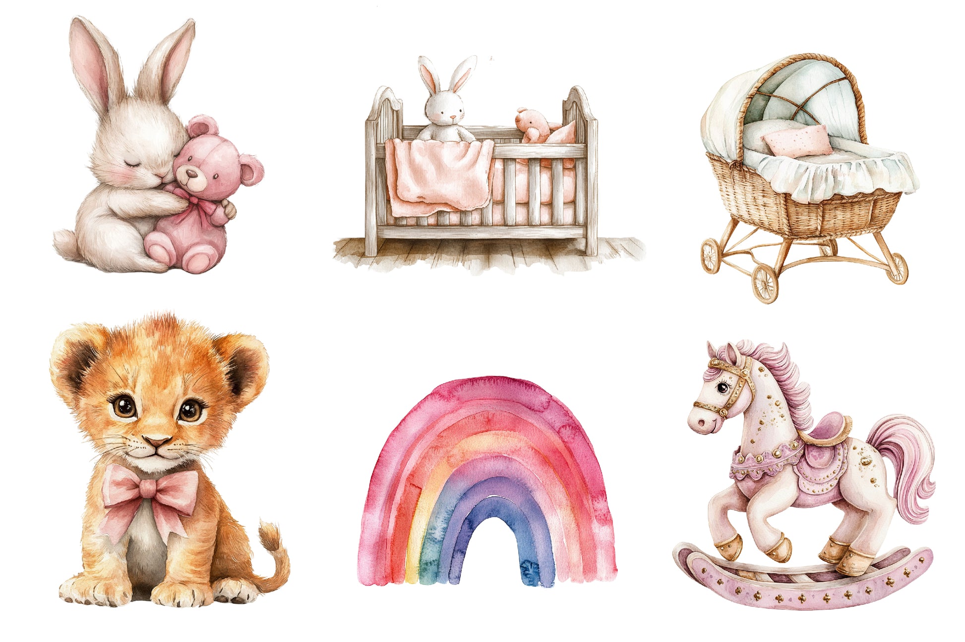 Pink Baby Girl Nursery Clipart Bundle 1 - CraftNest - Digital Crafting and Art