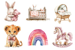Pink Baby Girl Nursery Clipart Bundle 1 - CraftNest - Digital Crafting and Art
