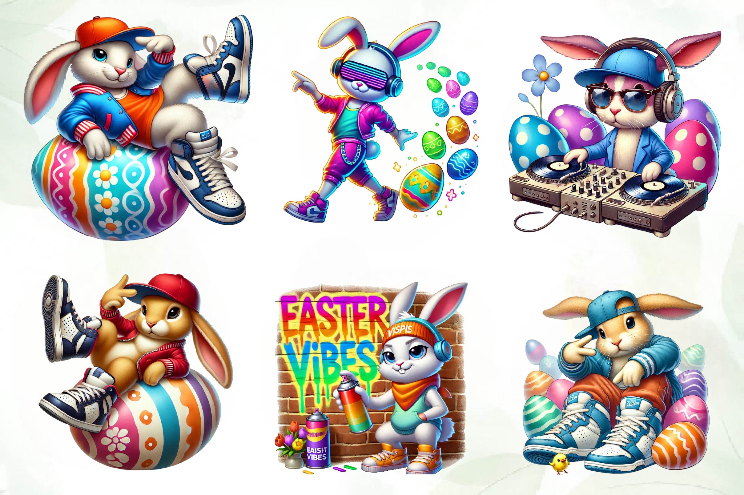 Hip Hop Bunny Easter Day Clipart Bundle - CraftNest - Digital Crafting and Art