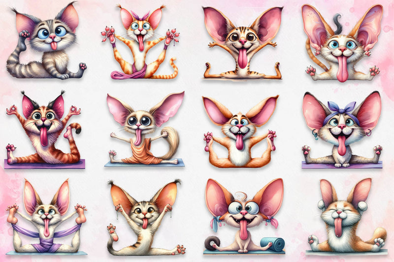 Cute Yoga Cat Clipart Bundle - CraftNest - Digital Crafting and Art