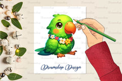 Cute And Funny Green Parrot Clipart Bundle - CraftNest - Digital Crafting and Art