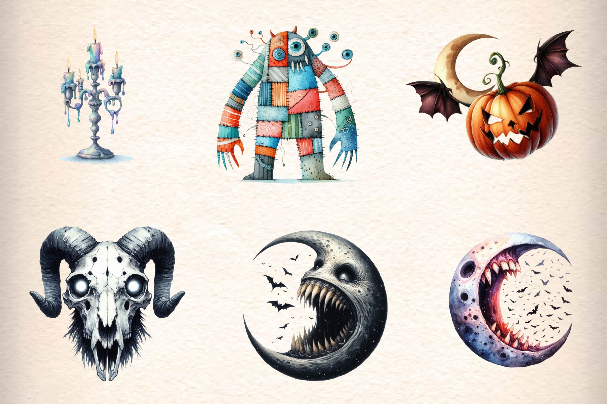 Weird Halloween Clipart Bundle - CraftNest - Digital Crafting and Art