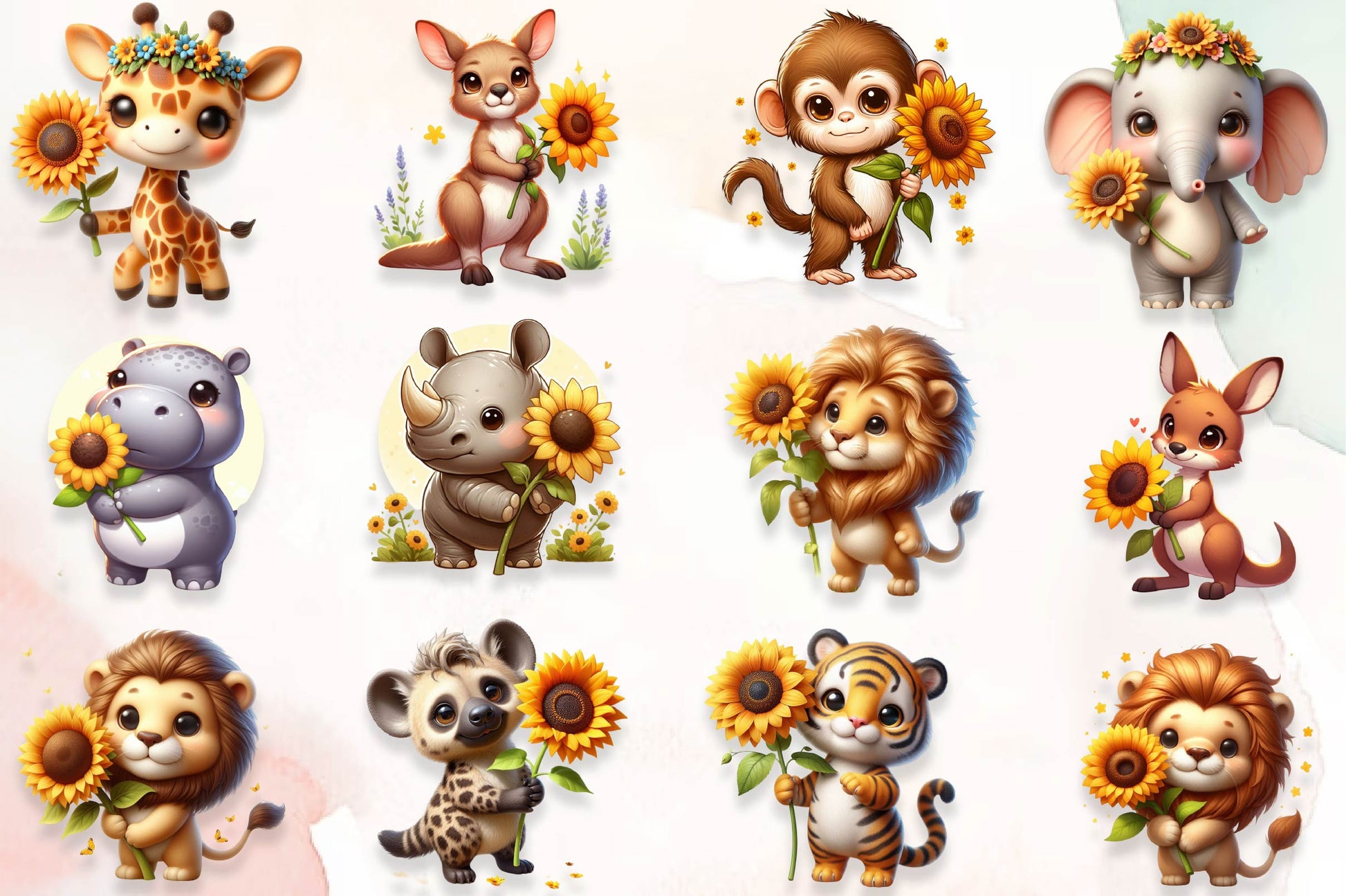 Animals With Sunflowers Clipart Bundle - CraftNest - Digital Crafting and Art
