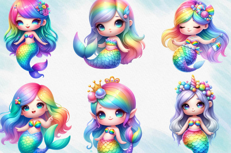 Cute Mermaid Clipart Bundle - CraftNest - Digital Crafting and Art