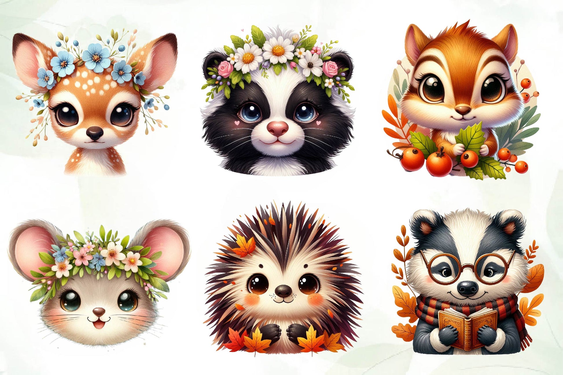 Animals Face Woodland Clipart Bundle - CraftNest - Digital Crafting and Art