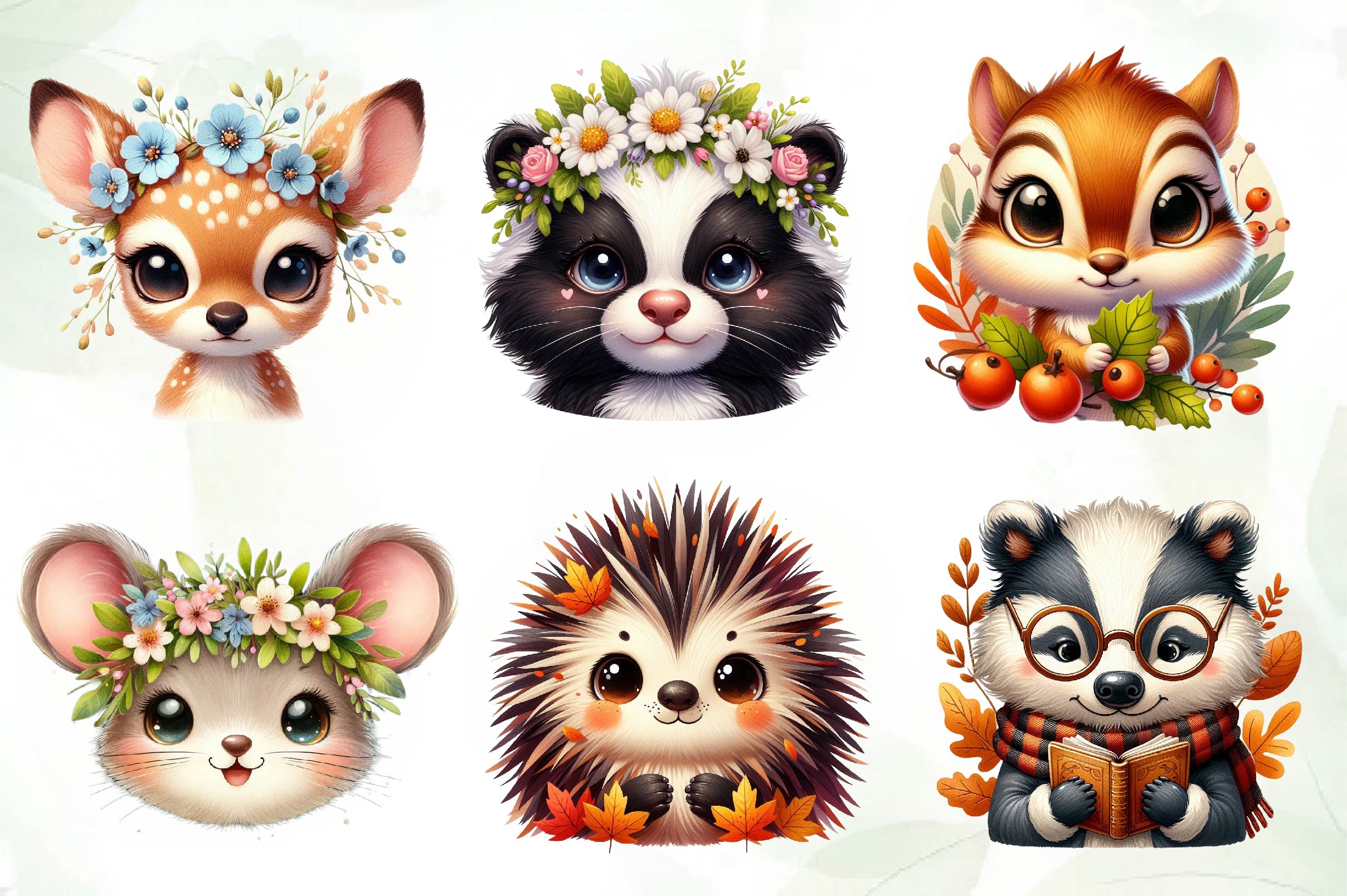 Animals Face Woodland Clipart Bundle - CraftNest - Digital Crafting and Art