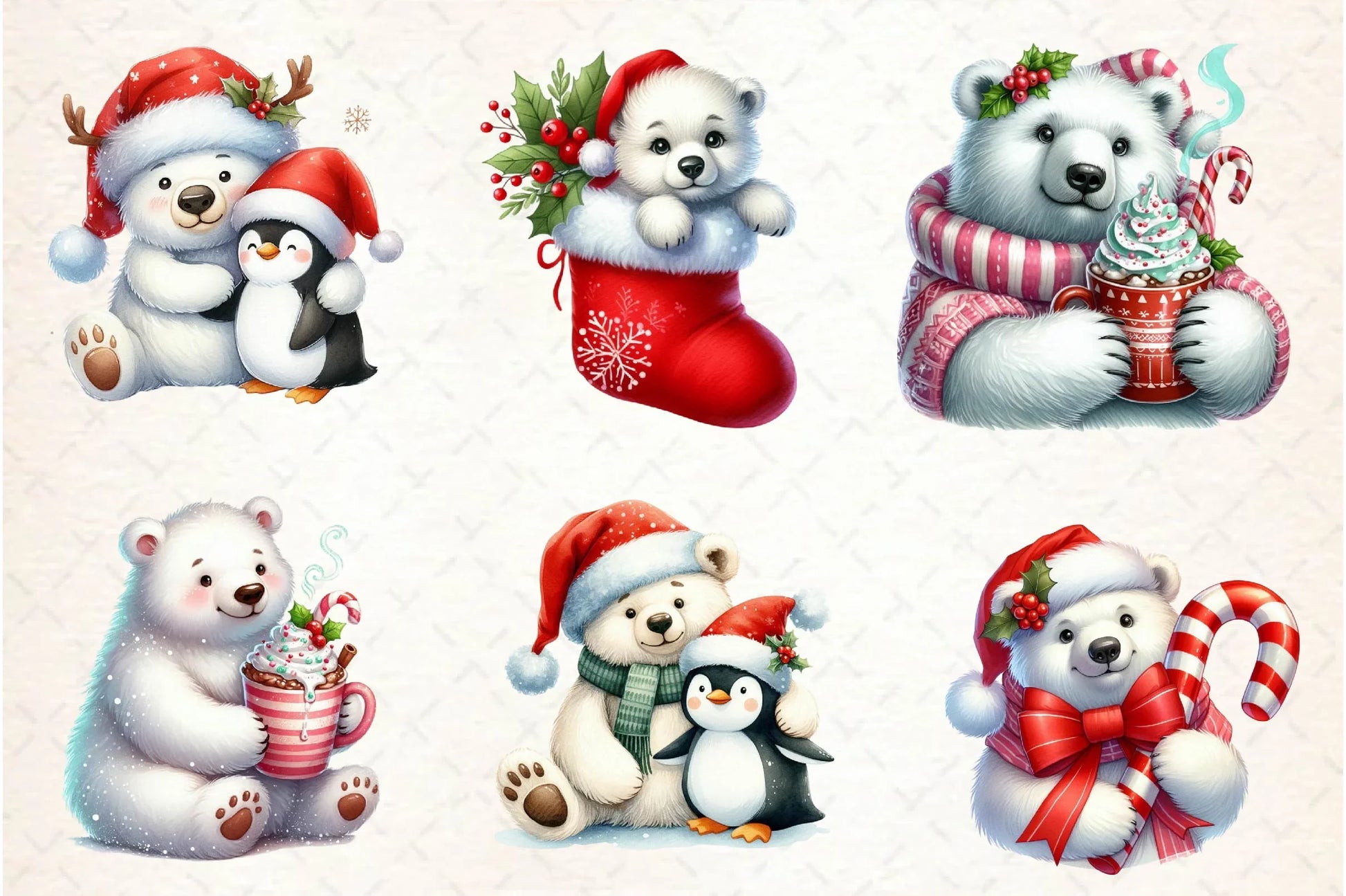 Christmas Polar Bears Clipart Bundle - CraftNest - Digital Crafting and Art