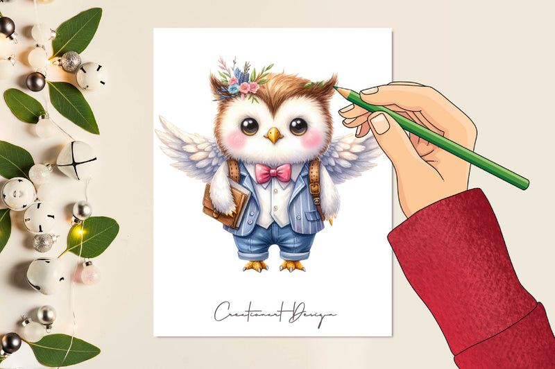 Cute Owl Student Cartoon Clipart Bundle - CraftNest - Digital Crafting and Art