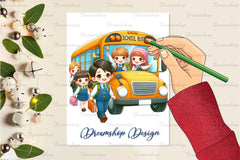 Children Riding On The School Bus Clipart Bundle - CraftNest - Digital Crafting and Art