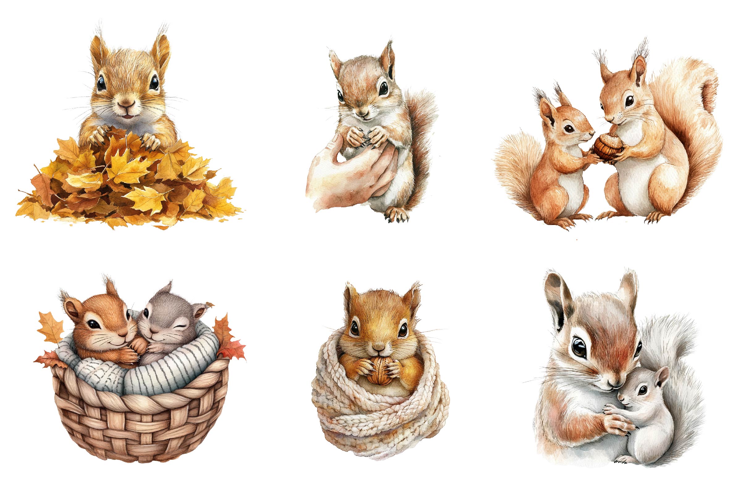 Squirrel & Baby Clipart Bundle - CraftNest - Digital Crafting and Art