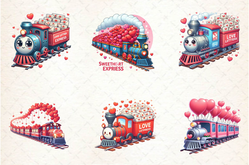 Valentines Day Train Clipart Bundle - CraftNest - Digital Crafting and Art