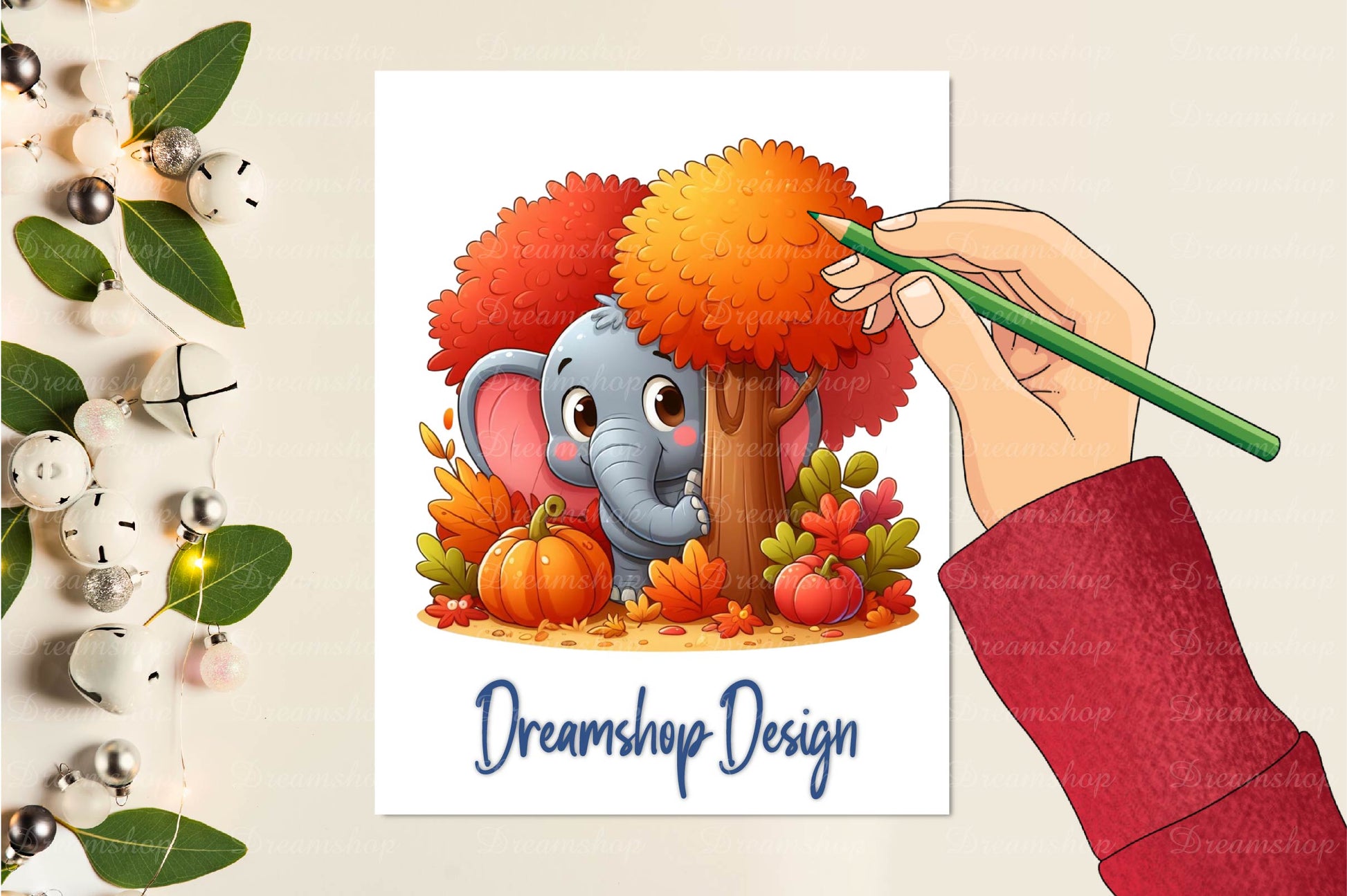 Cute Autumn Elephant Clipart Bundle - CraftNest - Digital Crafting and Art