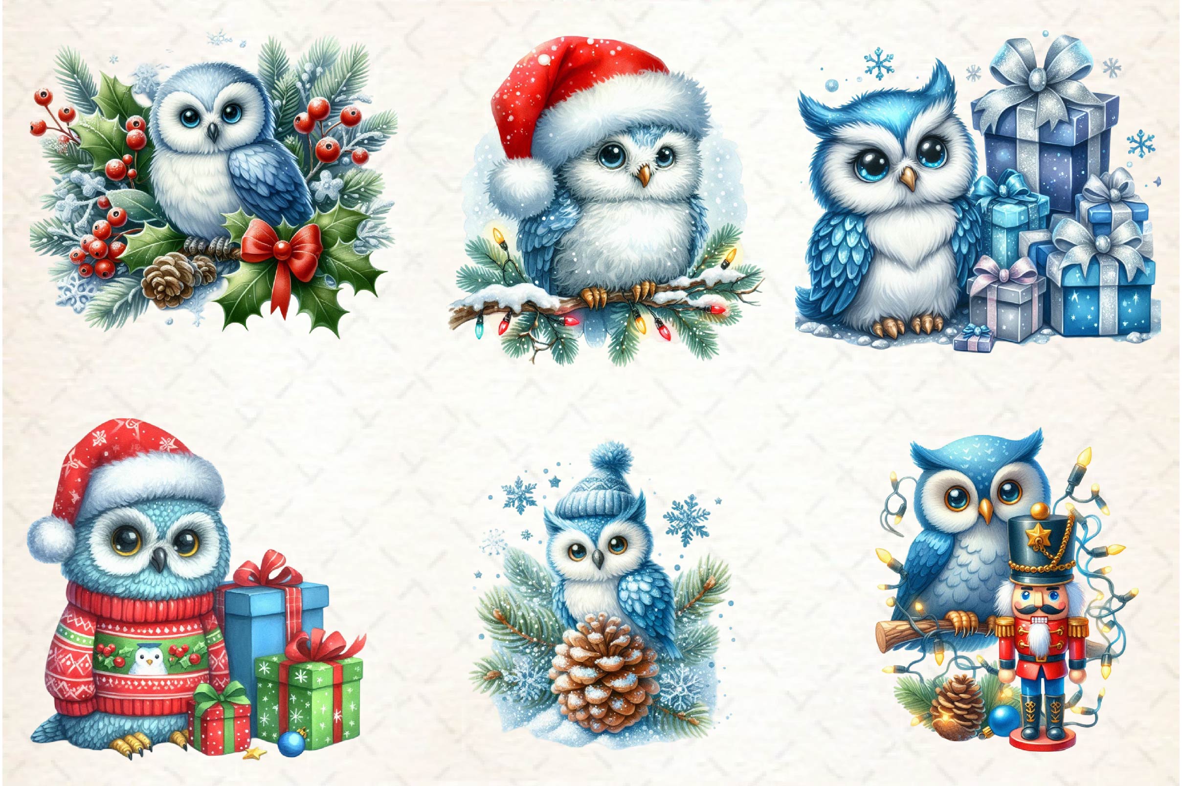Christmas Owl Clipart Bundle - CraftNest - Digital Crafting and Art