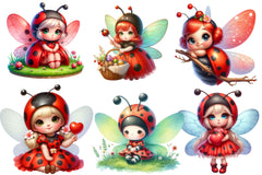 Cute Baby Ladybug Fairy Clipart Bundle - CraftNest - Digital Crafting and Art