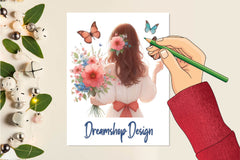 Woman Back Butterflies & Flowers Clipart Bundle - CraftNest - Digital Crafting and Art