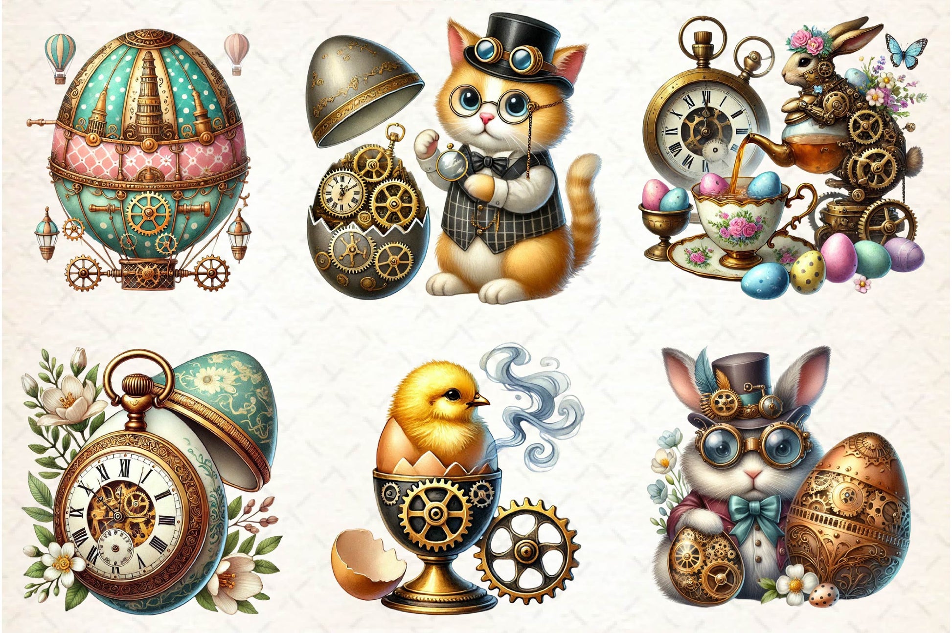 Steampunk Easter Clipart Bundle - CraftNest - Digital Crafting and Art